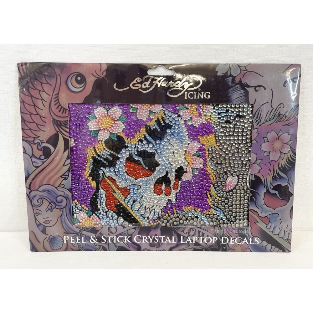 New Ed Hardy Icing  Peel & Stick Crystal Laptop Decal Fits 15" Laptop Ghost